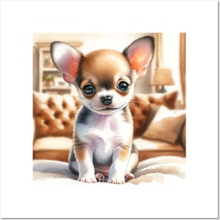 Watercolor Chihuahua Puppies Painting - Cute Puppy Posters and Art